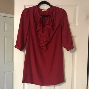 UO Silence + Noise Red Ruffle Tunic Dress
